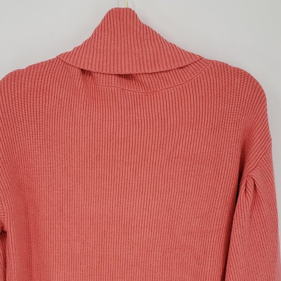 Vici Cowl Neck Balloon Sleeve Pullover Sweater S Ribbed Knit Relaxed Fit Coral - Picture 9 of 11